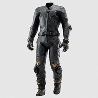 Ensemble veste et pantalon de moto en cuir pour course, avec fermeture éclair, coupe-vent, unisexe, grandes tailles, pour adultes, hiver