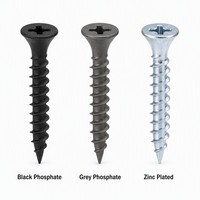 Tornillos para paneles de yeso de rosca gruesa de cabeza de trompeta Phillips de acero al carbono con fosfato negro, 3.5x25-55mm, directo de fábrica