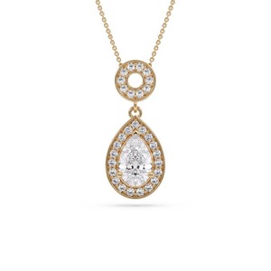 Colgante de diamante con corte de pera en forma de lágrima, halo único, 0.50 ct, diamante cultivado en laboratorio, en platino, para regalo de aniversario nupcial - Product Image 2