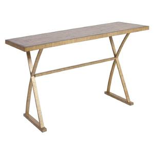 Mesa Consola de Metal Dorado Texturizado con Diseño de Marco Escultural para un Estilo Moderno de Entrada y un Atractivo Decorativo de Lujo - Product Image 1