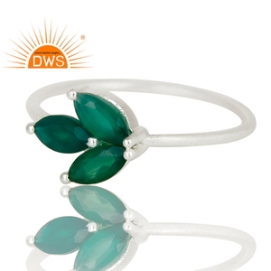 Best Selling Sterling Silver 18K Gold Plated Natural <b>Green</b> Onyx Gemstone Stackable Ring Custom <b>Jewelry</b> For Women Gift For Her - Product Image 2