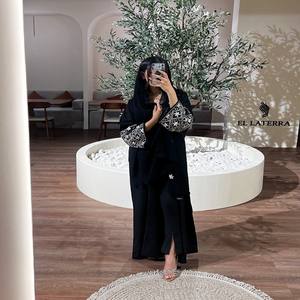 Wholesale Custom Luxury Petite <b>Abaya</b> Satin <b>Dress</b> with Ruffle Sleeves for Women Traditional Islamic Clothing Turkey for Dubai - Product Image 1