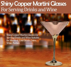 Verre à Martini en cuivre pur Verre à cocktail de qualité alimentaire de qualité supérieure avec tige en laiton pour les fêtes et cadeaux de restaurants de bar à domicile - Product Image 5