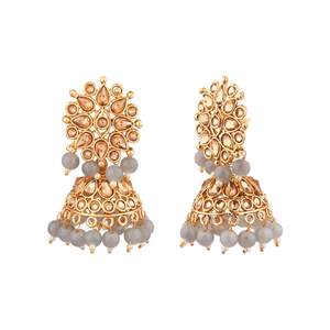 Indian Jewelry Bollywood Antique Crystal Kundan Jhumki Jhumka Earrings Set for Women - Product Image 5