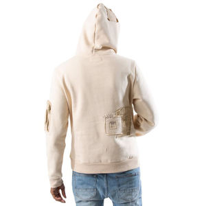 Dec Oem Venta al por mayor Slim Fit Hoodies Unisex Sudadera con cable Tejido inverso Patchwork Cargo Bolsillos Beige Liso Hoodies - Product Image 3