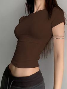 Camiseta Corta Informal para Mujer, de Manga Corta, Ligera, para el Verano, Moda Diaria - Product Image 3