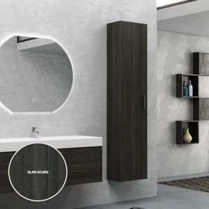 Alvin 162x34x35 cm olmo scuro mobile da bagno colonna reversibile con 1 porta e 3 ripiani in vetro confezione da 1 - Product Image 3