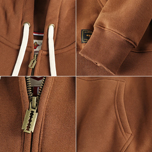 ชุดเดรสมีฮู้ดผ้ากำมะหยี่หนาแบบอเมริกันใหม่เสื้อฮู้ดสีทึบทรงหลวมลำลองเสื้อสวมหัวสำหรับฤดูหนาว - Product Image 4