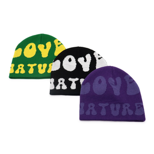 Bonnet personnalisé en satin doublé à l'intérieur de la tête de mort tricoté pour l'hiver sans manchette avec logo jacquard - Product Image 4