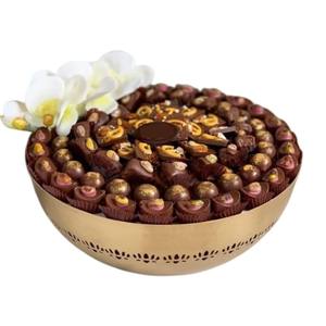 Design fantaisie servant un bol à chocolat décoratif en métal élégant bols en métal doré Premium pour les cadeaux et les événements martelés à la main - Product Image 3