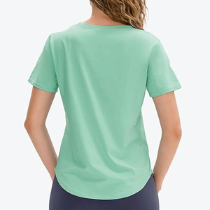 T-shirt à manches courtes en coton tricoté respirant et anti-boulochage, couleur unie, col rond, coupe classique, pour homme et femme, idéal pour l'été - Product Image 2