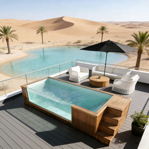 Piscina de FRP para Instalar en el Suelo, 10 mm de Grosor, Resistente a los Rayos UV, Ecológica, Duradera, Forma Rectangular, Fácil de Instalar, Escalera de Seguridad para Niños - Product Image 5