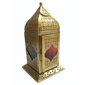Bougeoir de table marocain en métal doré Lanterne suspendue décorative d'intérieur fantaisie en fer Lanterne - Product Image 1
