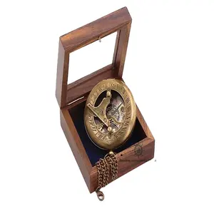 Stempunk Sundial Compass with Display Box-Necklace-Sundial Clock-Engraved Compass