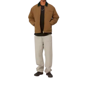 แจ็กเก็ตผ้าฝ้าย100% ดีทรอยต์แบบวินเทจของผู้ชายผ้าห่มเป็ดมีฮู้ดใส่สบายมีซิปปิดสไตล์ฤดูหนาว - Product Image 6