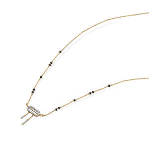 Collar de Mangalsutra Moderno con Cuentas Finas de Oro Celestial y Diamantes para Mujer - Product Image 4