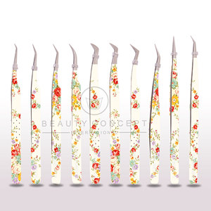 แหนบต่อขนตาปลอมสำหรับการใช้งานโดยผู้เชี่ยวชาญ2025ใหม่ดีไซน์พิมพ์ลายดอกไม้ที่แม่นยำทนทานและป้องกันไฟฟ้าสถิตย์ - Product Image 4