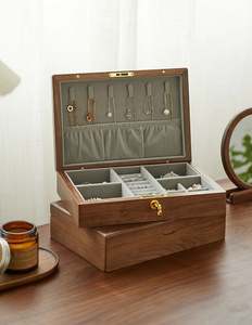 Joyero de madera personalizado para el hogar Decoración de tocador para joyería anillo pendiente colgante collar caja de almacenamiento organizador 2024 - Product Image 5