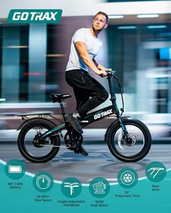 Bicicletta elettrica pieghevole da 20 "con batteria 40 miglia (Pedal-assist1) da 48V, potenza 20mph da picco 500W, bicicletta elettrica per adulti - Product Image 2