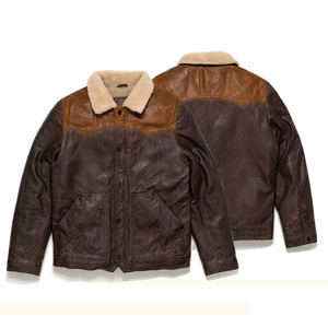 RIVIAN ATLANTIC Chaqueta de invierno informal para hombre de cuero genuino con cuello vuelto y decoración de piel ODM Supply Venta caliente - Product Image 3