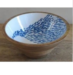 Bol à fruits au design moderne et unique, bol en bois avec finition émaillée à l'intérieur, bol à salade rond pour la restauration - Product Image 6