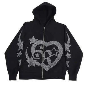 Sudadera con capucha unisex personalizada de algodón/poliéster, impermeable, ecológica, con cremallera, estampada digitalmente con pedrería, ropa de invierno, Pakistán - Product Image 6