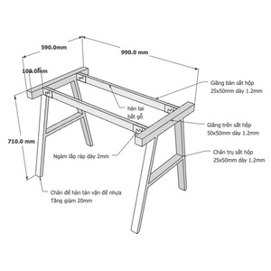 AConcept HCAC002 Industrial Design Assembly <b>Table</b> Legs 60x120 Durable Feature - Product Image 3