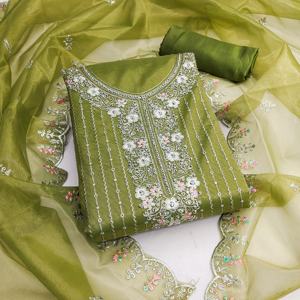 Salwar Kameez de algodón pesado bellamente elaborado con venta en línea Dupatta - Product Image 2