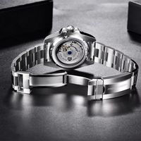 Reloj Mecánico GMT de Acero Inoxidable para Hombre, Cristal de Zafiro, Resistente al Agua 10 Bar, Función de Fecha, Esfera Redonda, Reloj de Pulsera