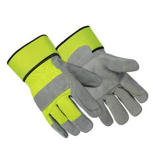 Gants de travail en cuir de vache fendu sur mesure pour hommes Rigger canadien résistant et durable réfléchissant - Product Image 4