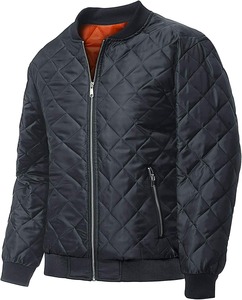 Chaqueta informal de bombardero para hombre, chaqueta de Color sólido con forro polar con patrón de diamantes de otoño, chaqueta de bombardero para hombre - Product Image 1