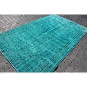 Alfombra Turca de 5.8x9.3 pies, Alfombra Vintage, Alfombra Persa Azul de Lana - Product Image 3