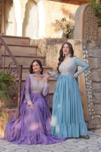 High on Demand Heavy Georgette Anarkali Vestido para mujer Formal y traje de invitado de boda con bordado detallado a la venta - Product Image 3