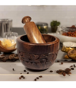 Mortero y Maja de madera para cocinar en la cocina o con fines decorativos Mortero y Maja de madera de primera calidad - Product Image 1