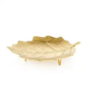 New tree Leaf Design Salad Or Fruits Serving Bowl Handmade Nut Serving Bowl with Golden luxury Finish