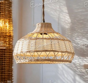 Creative Rattan Design Handmade Bamboo Chandelier <b>Natural</b> Woven <b>Shade</b> Covers Rattan Hand Woven Pendant <b>Lights</b> For Indoor Outdoor - Product Image 5