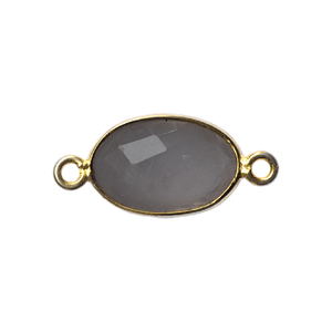 Conector de cuarzo rosa plateado 925 con conectores de piedras preciosas de bisel chapado en oro y dijes de piedras preciosas - Product Image 1