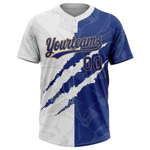 Bleu gris manches lettres personnalisé Sublimation Softball Baseball 2 boutons Jersey noir 2 boutons baseball Club Jersey vente entière - Product Image 2