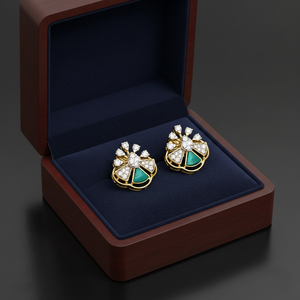 Boucles d'oreilles en forme d'éventail de style vintage, élégantes clous dorés en forme de soleil, bijoux de luxe inspirés des créateurs, cadeau pour mariage ou fête - Product Image 2