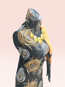 Conjunto Dirac Premium Tejido Liso Negro y Dorado - Elegante Vestido Tradicional Somalí para Bodas y Eventos Especiales - Product Image 2