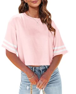 Ropa de calle de gran tamaño Crop Top mujer Loose Fit Baggy Casual manga corta moda verano camiseta - Product Image 5