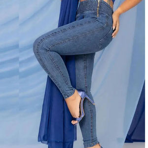 Jeans Casuales Transpirables de Cintura Alta para Mujer, Pantalones de Mezclilla Colombianos Personalizados de Talla Grande, 100% Algodón - Product Image 6