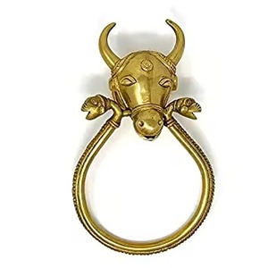 Aldaba de puerta de Metal en forma de toro chapado en oro Aldaba de venta superior Vintage de alta calidad para decoración del hogar - Product Image 1