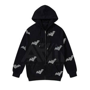 Sudaderas con Capucha de Forro Polar con Pedrería para Hombre, de Invierno, de Alta Calidad, Transpirables, Personalizables, MOQ Bajo - Product Image 1