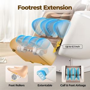 Sillón de Masaje de Cuerpo Completo con Calor, Sillones de Gravedad Cero con Técnicas de Masaje Shiatsu, Calentamiento de Cintura y Cadera, Masaje de Pantorrillas y Pies - Product Image 6