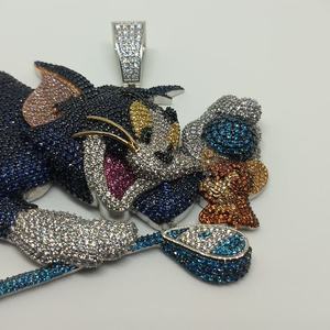 Lujoso 5 Ct VVS corte redondo Moissanite para hombre colgante de dibujos animados 14K chapado en oro blanco joyería de Hip Hop - Product Image 2