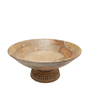 Cuenco redondo de madera de Acacia Con Base, tazón de fruta de Color Natural para decoración de restaurante y boda - Product Image 2