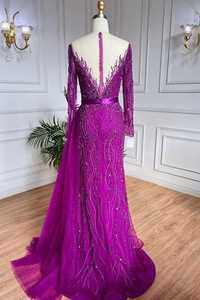 ชุดราตรีทรงเอไลน์ที่มีความยาวพื้นด้วยผ้าโพลีเมชประดับมุกและเลื่อมป้องกันไฟฟ้าสถิตย์สำหรับงานปาร์ตี้ - Product Image 6