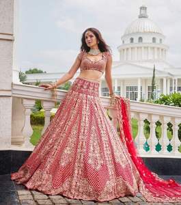 Lehenga Choli confeccionado Estilo Vintage de Bollywood indio para bodas y fiestas de poliéster - Product Image 1