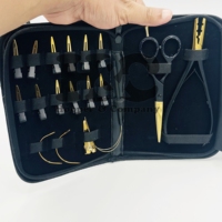 Kit d'outils pour extensions de cheveux en acier inoxydable HOOPER and COMPANY avec étui à pinces et logo - Utilisation commerciale durable